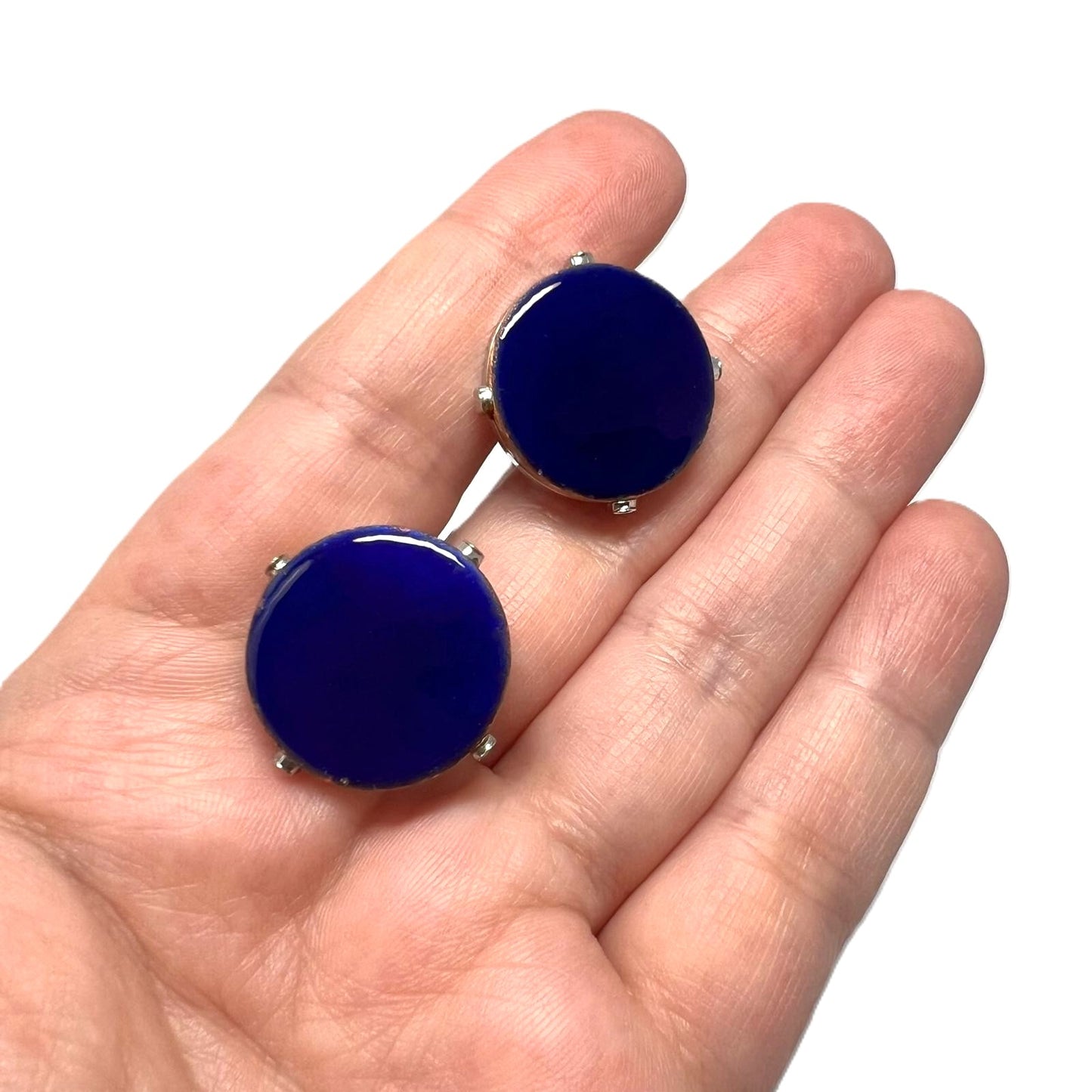 Retro Manschettenknöpfe Blau Emaille 