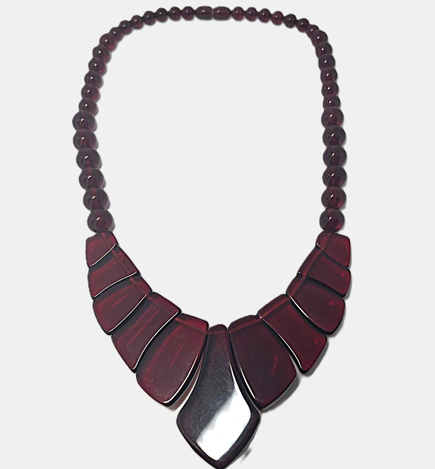 Vintage Cherry Bakelit Bib-Collier transluzent Kirschrot Art Deco