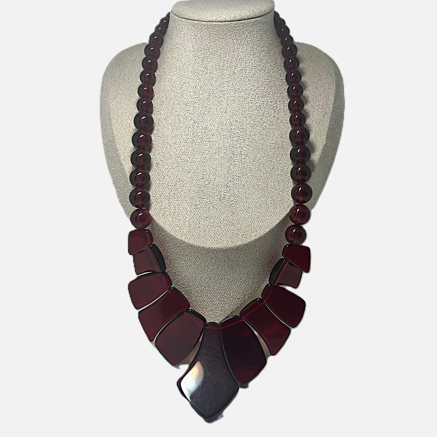Vintage Cherry Bakelit Bib-Collier transluzent Kirschrot Art Deco