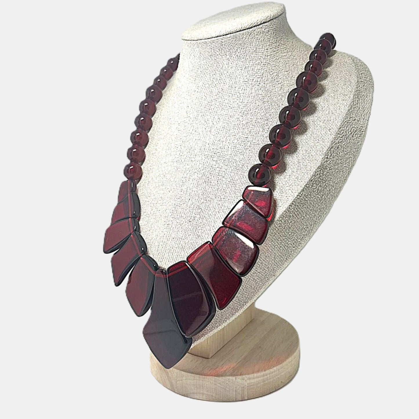 Vintage Cherry Bakelit Bib-Collier transluzent Kirschrot Art Deco