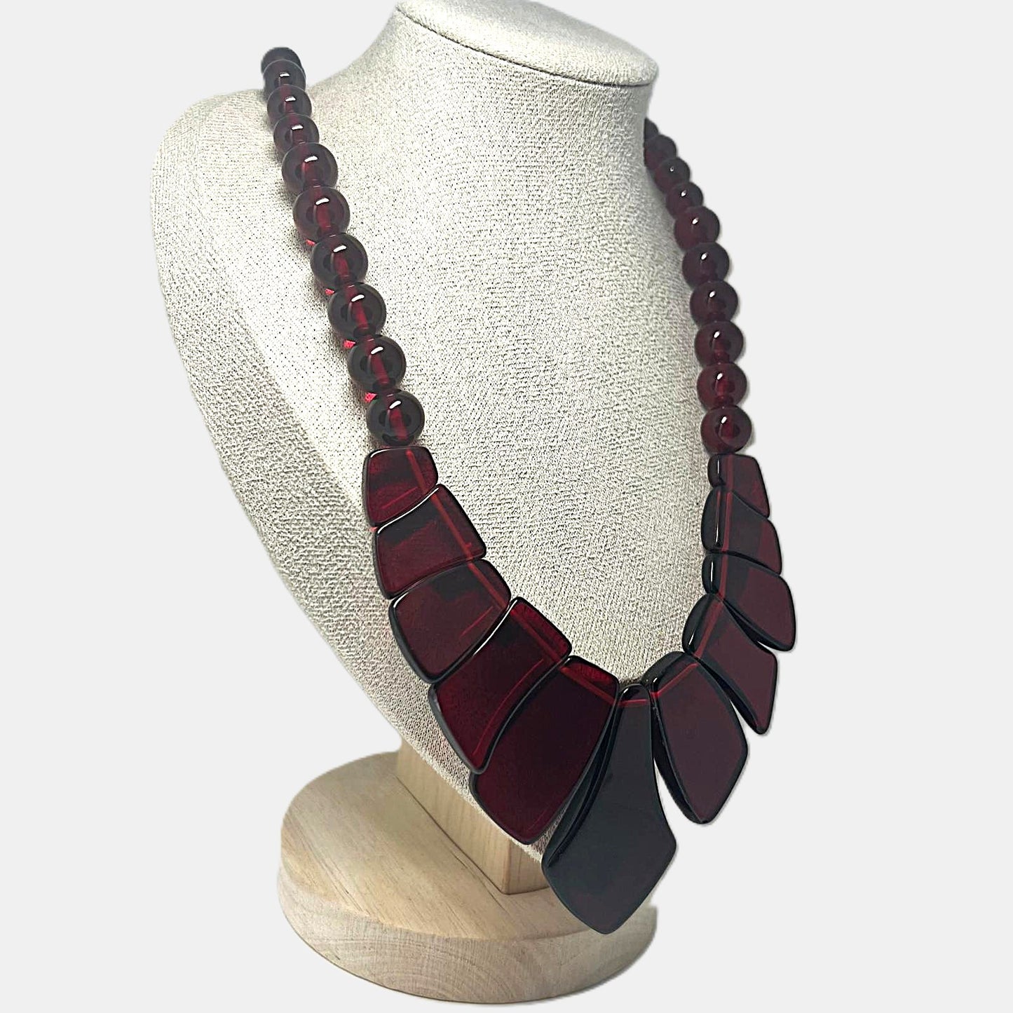 Vintage Cherry Bakelit Bib-Collier transluzent Kirschrot Art Deco