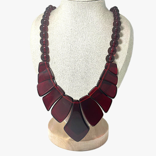 Vintage Cherry Bakelit Bib-Collier transluzent Kirschrot Art Deco