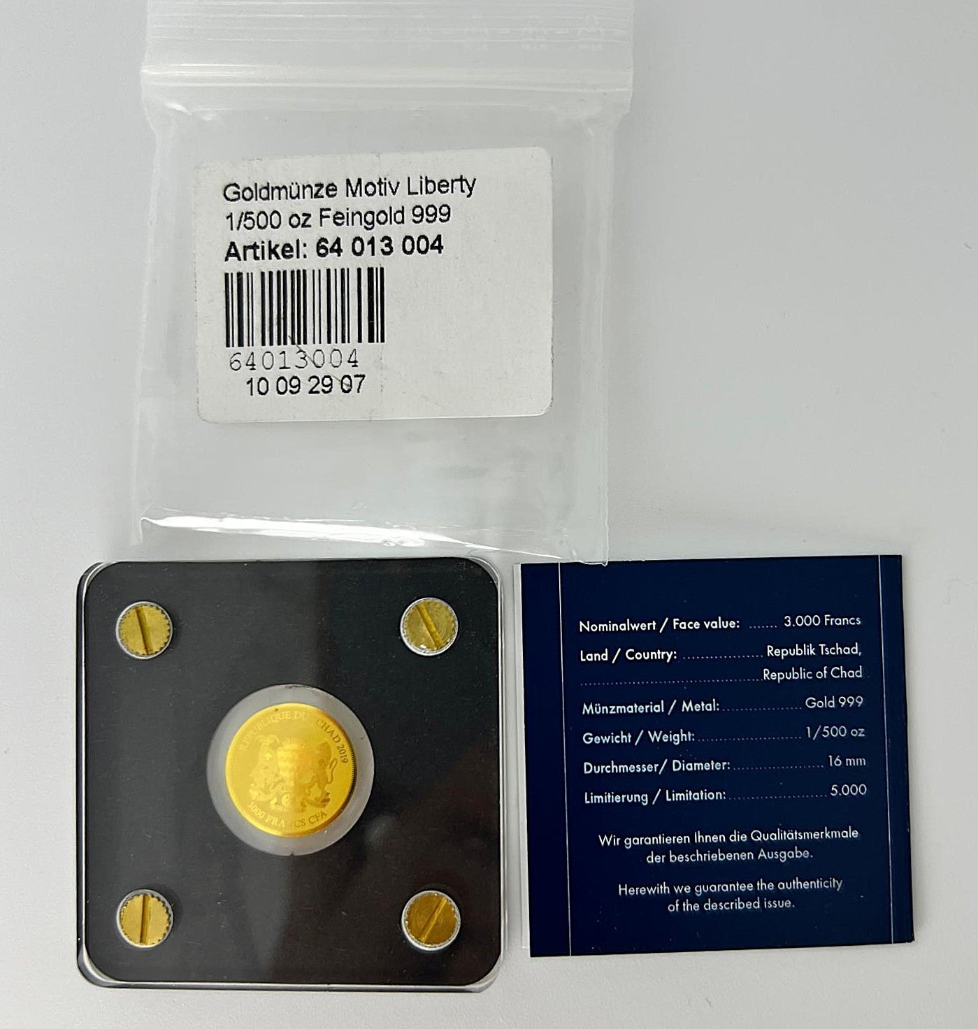 Tschad 3000 Francs 2019 Liberty Gold 