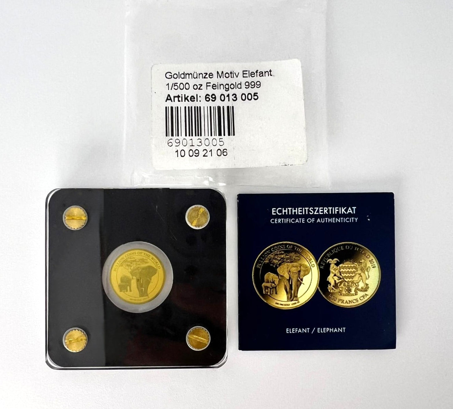 Tschad 3000 Francs 2019 Elefant Elephant Gold 999 