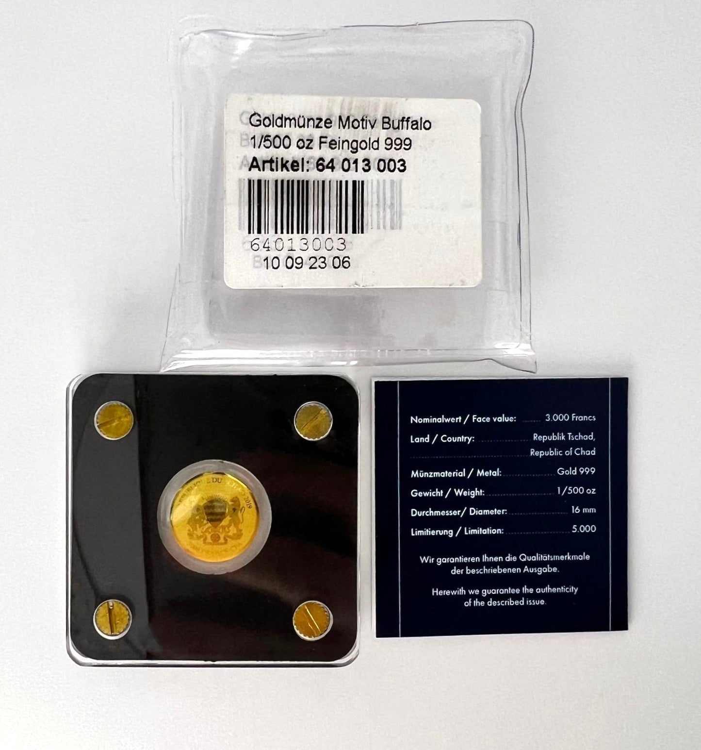 Tschad 3000 Francs 2019 Buffalo Gold 999