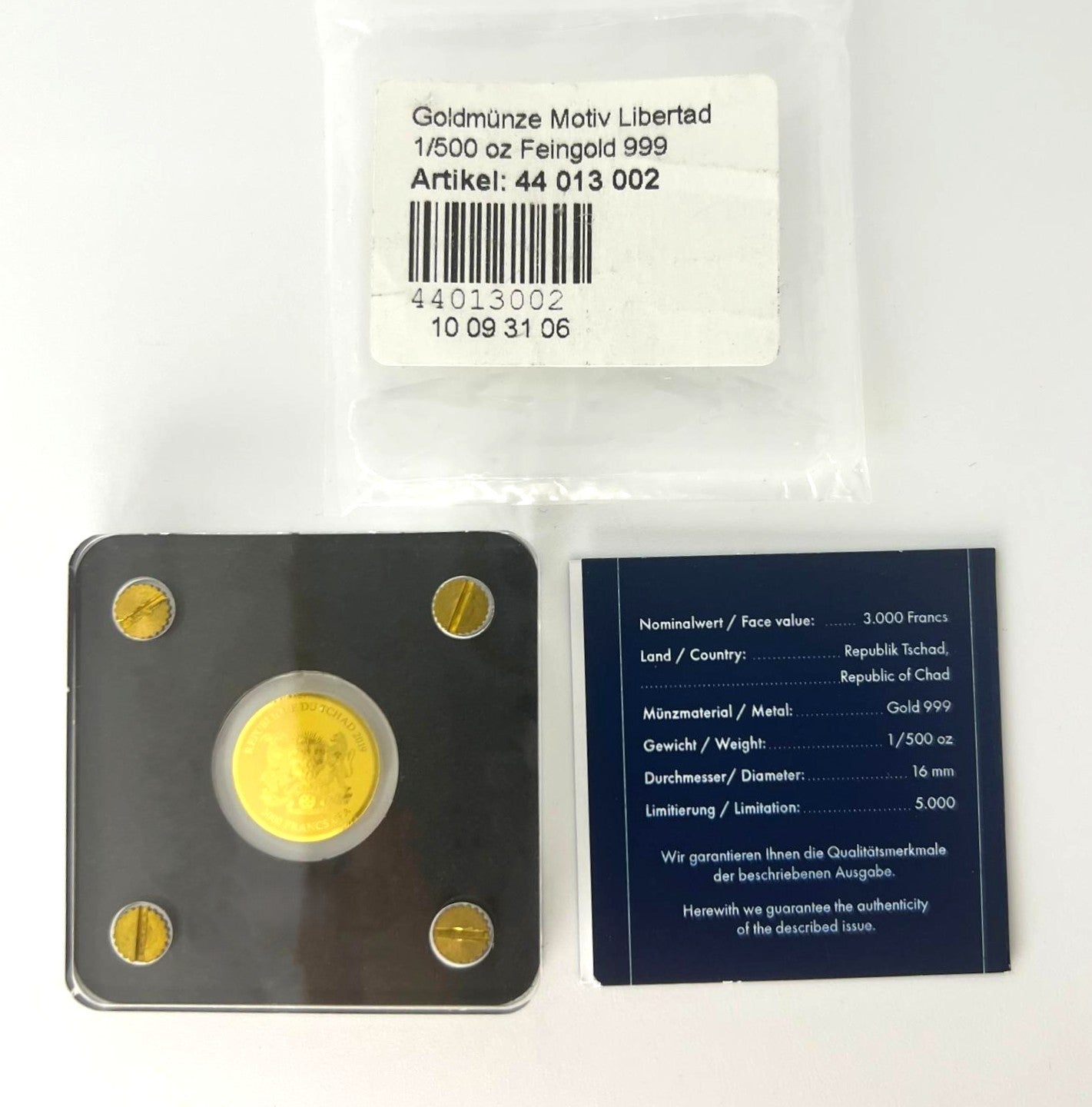 Tschad 3000 Francs 2019 Libertad Gold 999