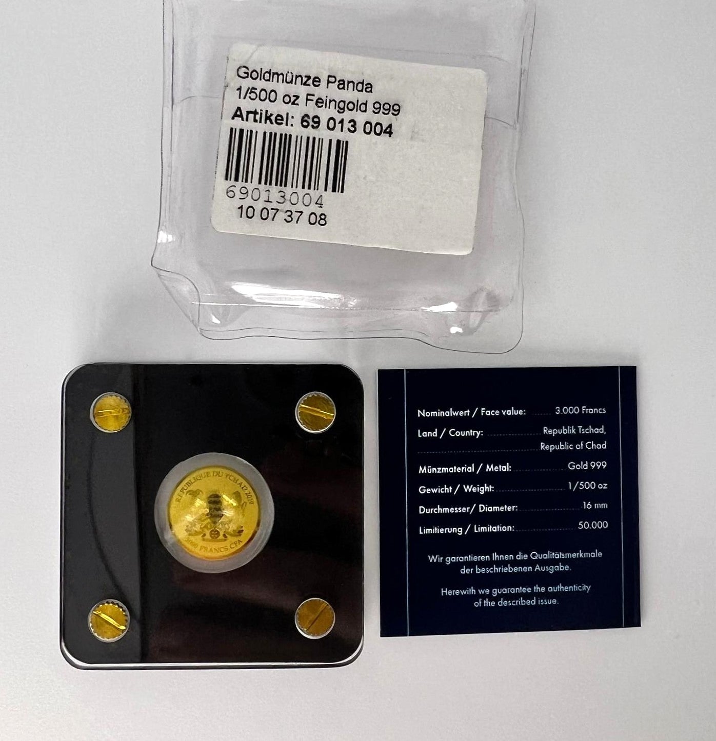 Tschad 3000 Francs 2019 Panda Gold 999 1