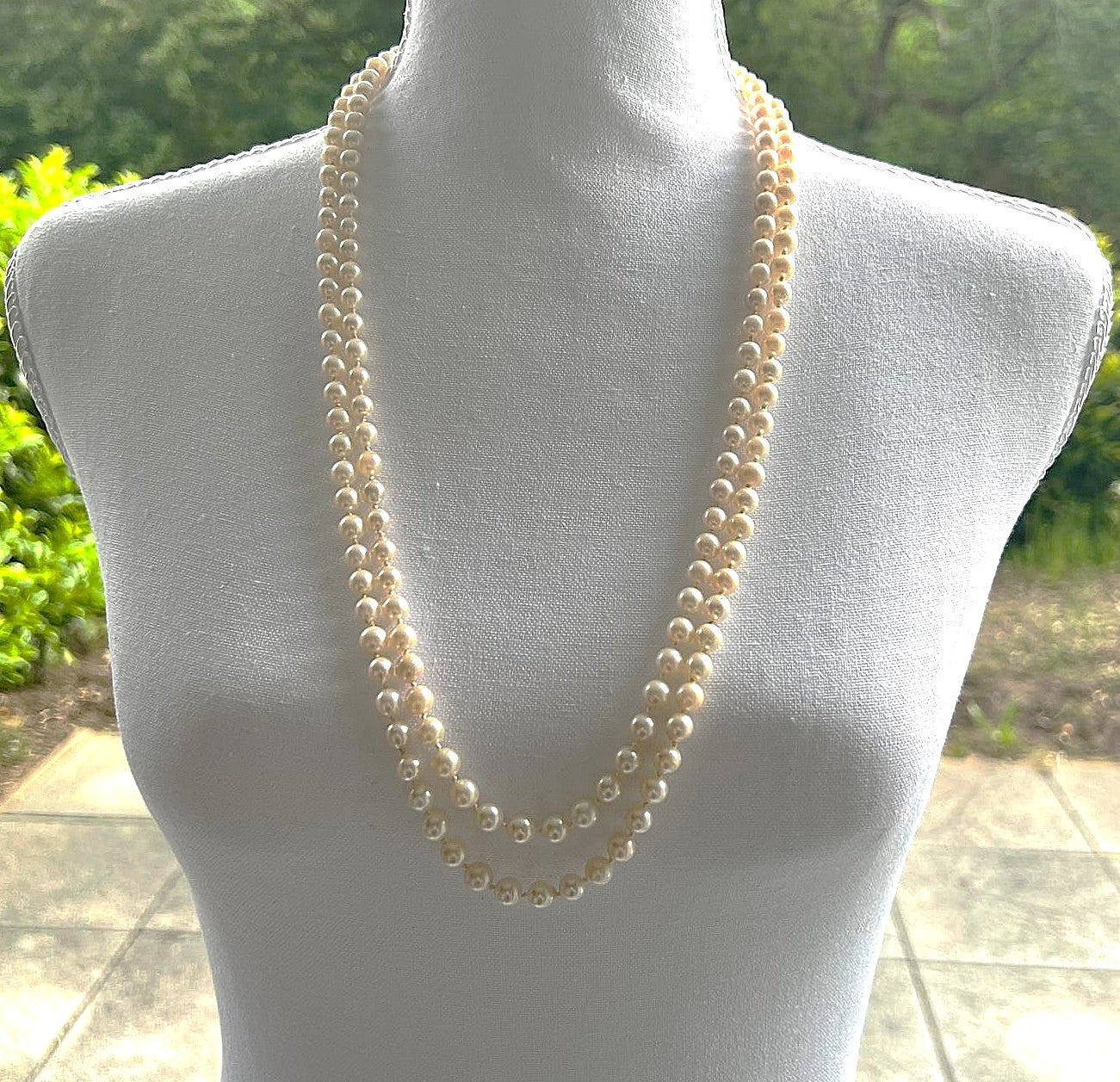 Vintage Akoya Perlencollier 585 Weißgold Saphirschließe 