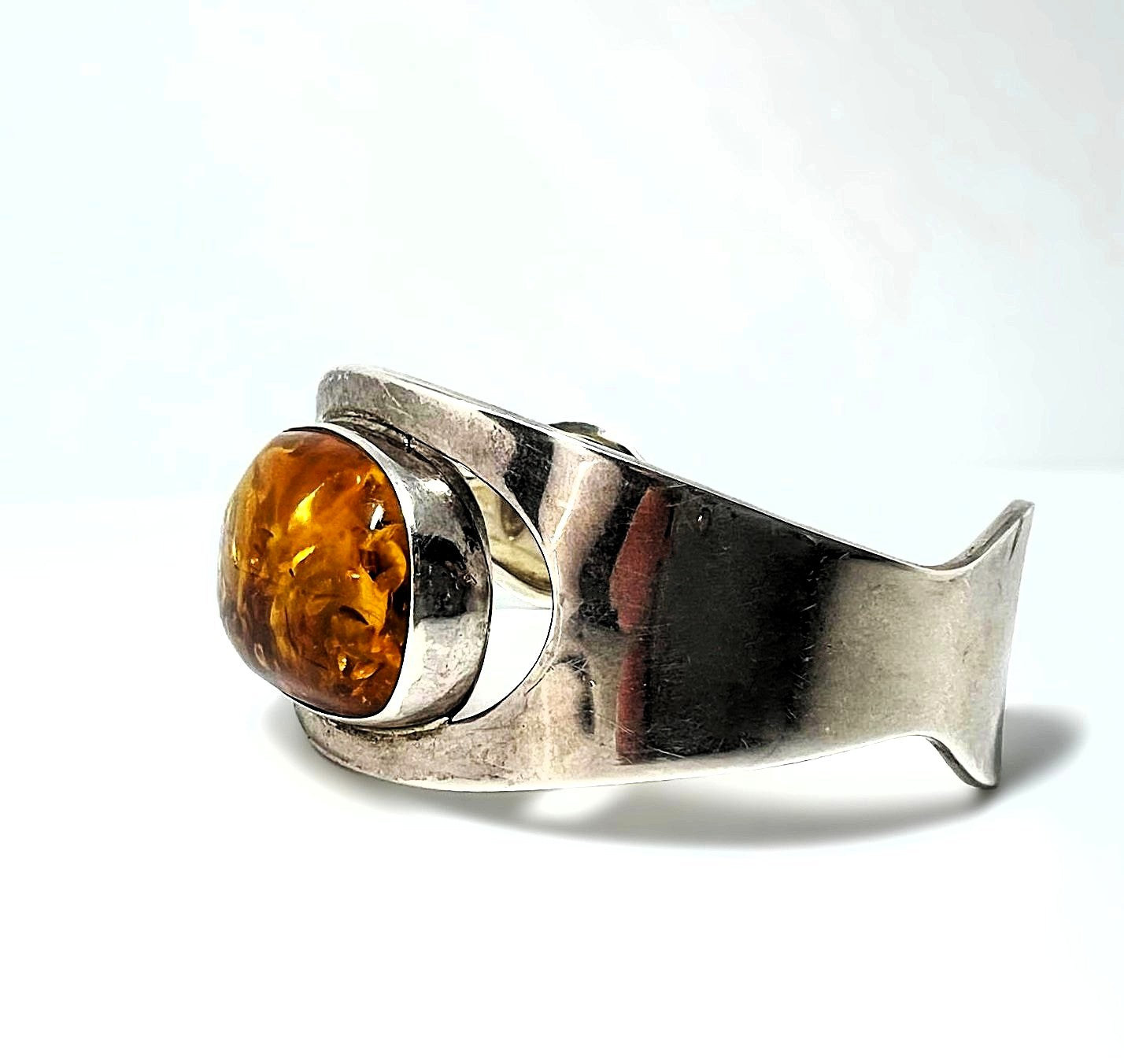 Massive 925 Silber Bernstein Armspange