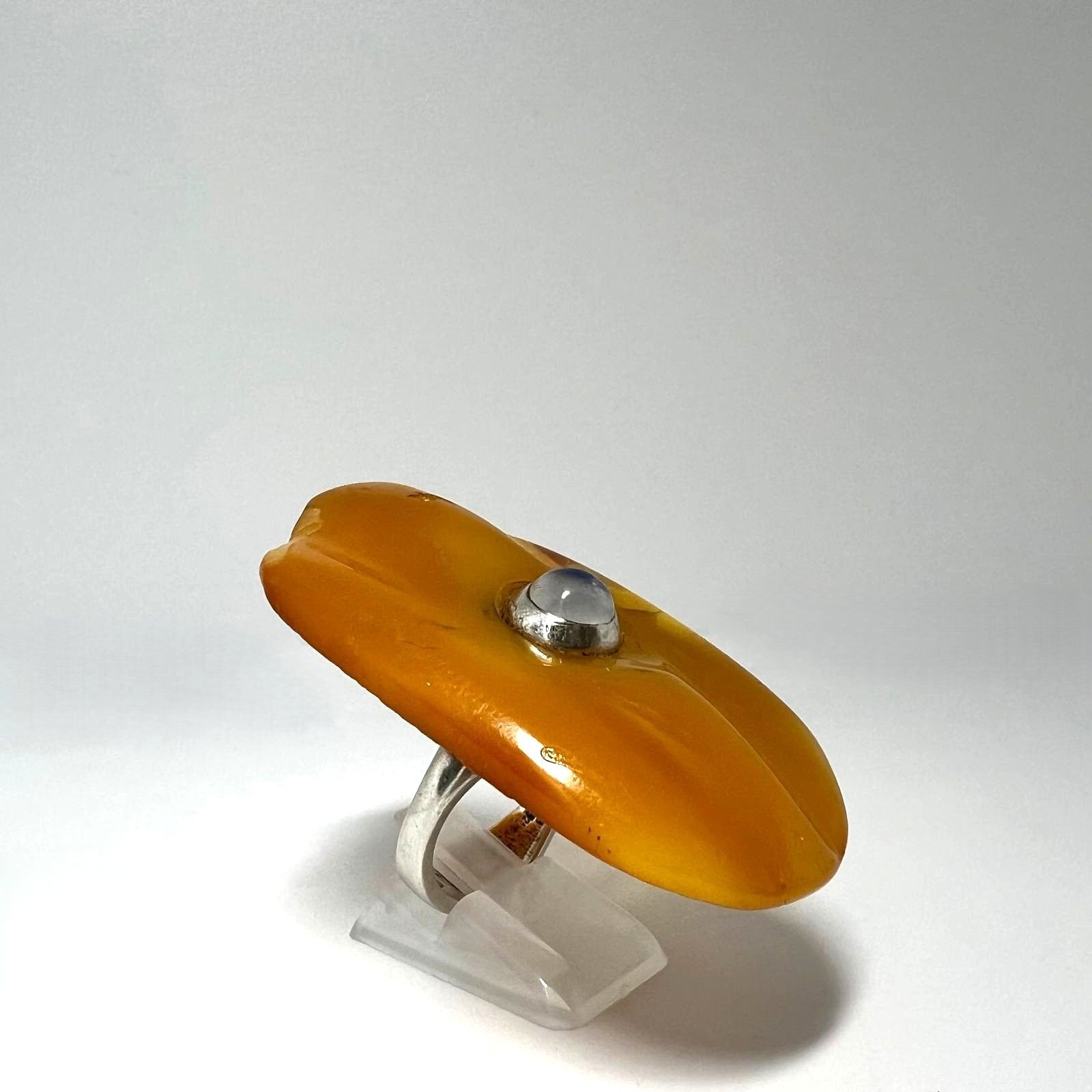 XXL Vintage Bernsteinring 925 Silber 