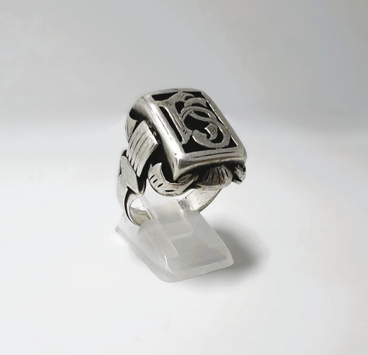 Antiker 900er Silberring Herren, Monogrammring