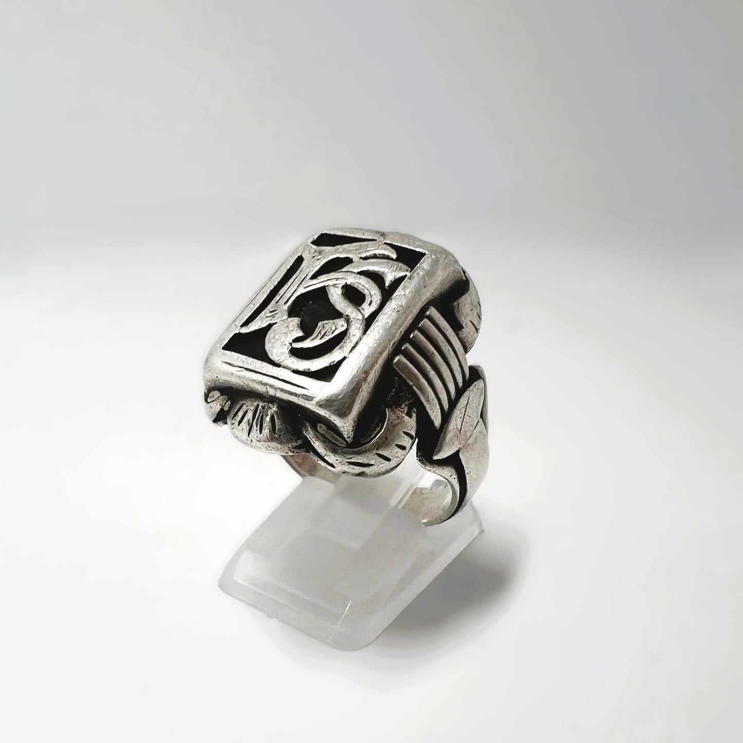 Antiker 900er Silberring Herren, Monogrammring