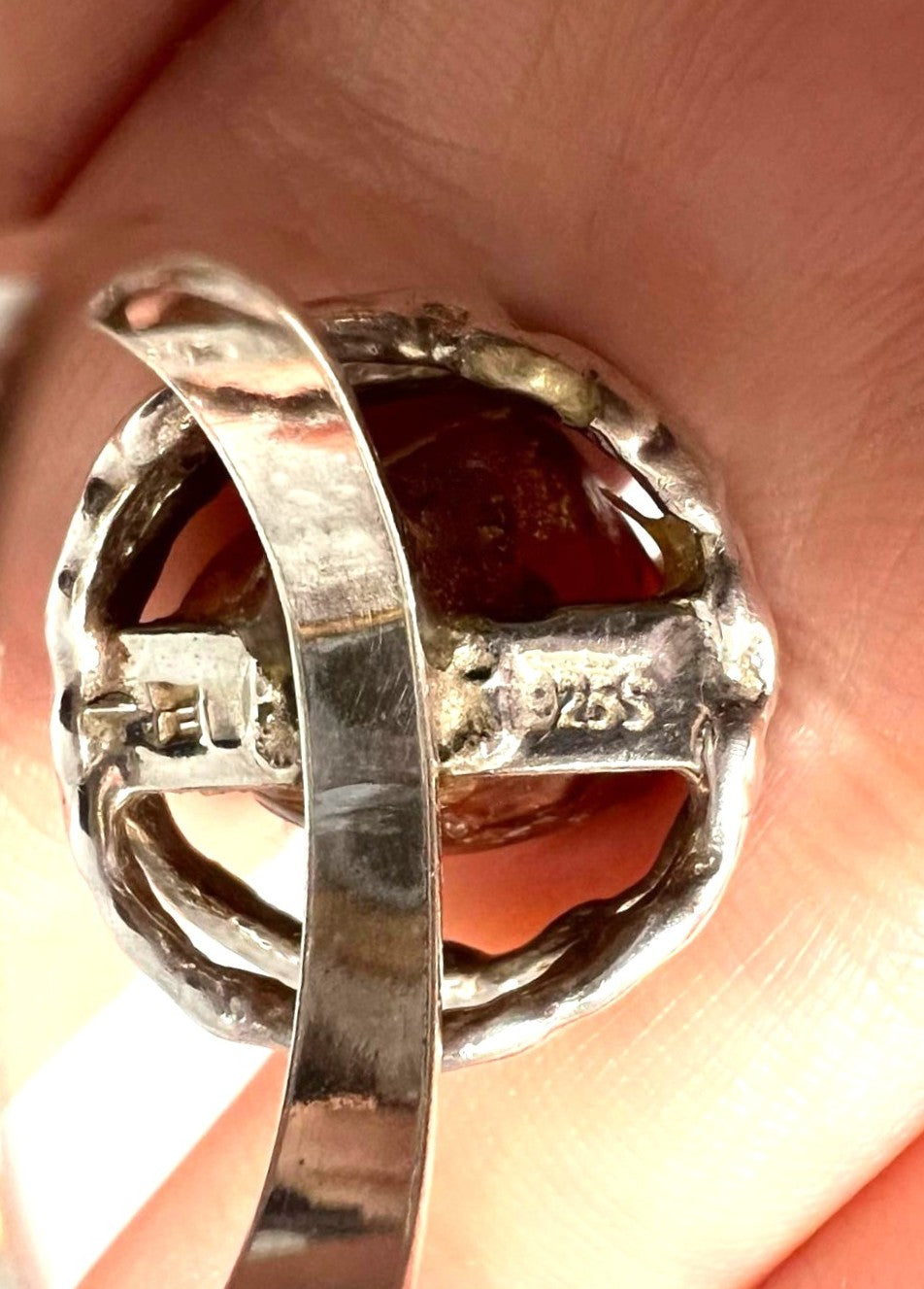 Vintage Bernsteinring aus 925 Silber