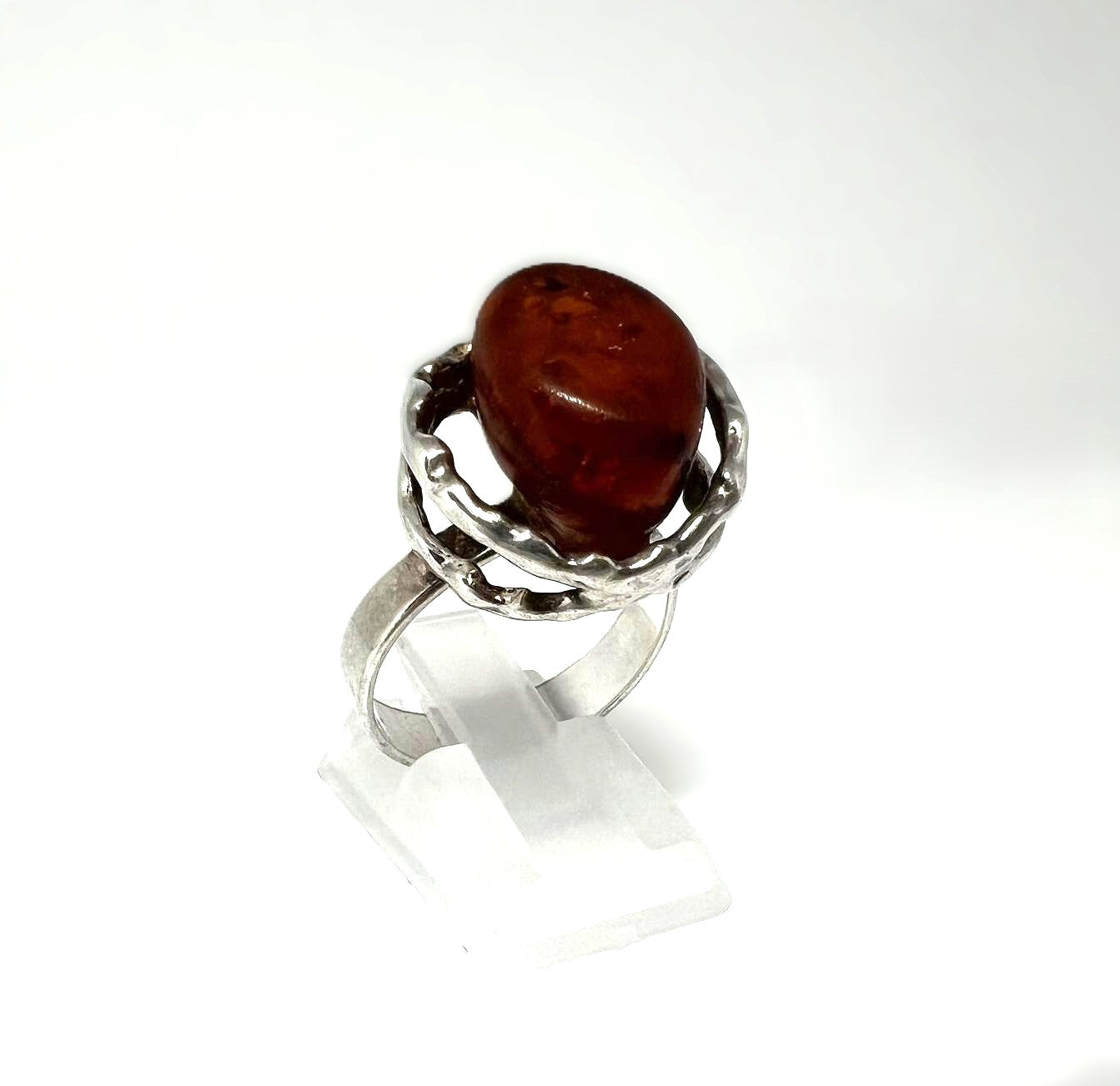 Vintage Bernsteinring aus 925 Silber