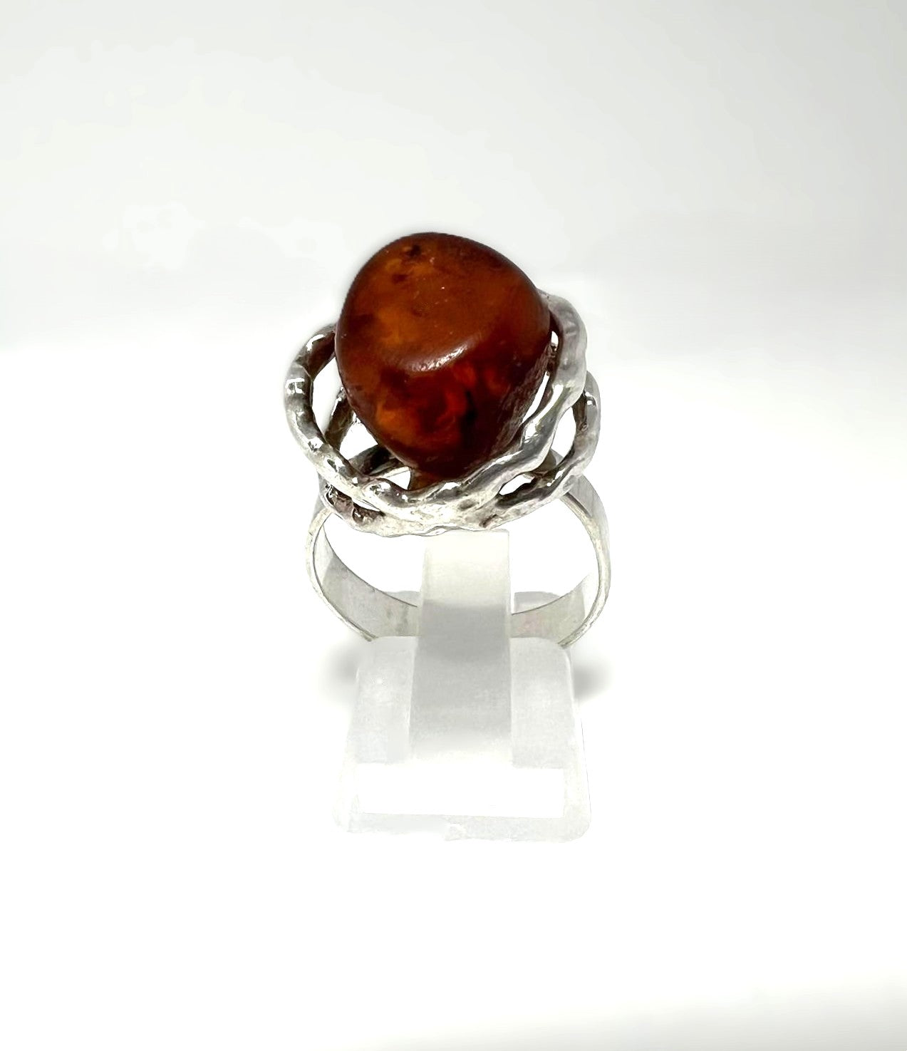 Vintage Bernsteinring aus 925 Silber