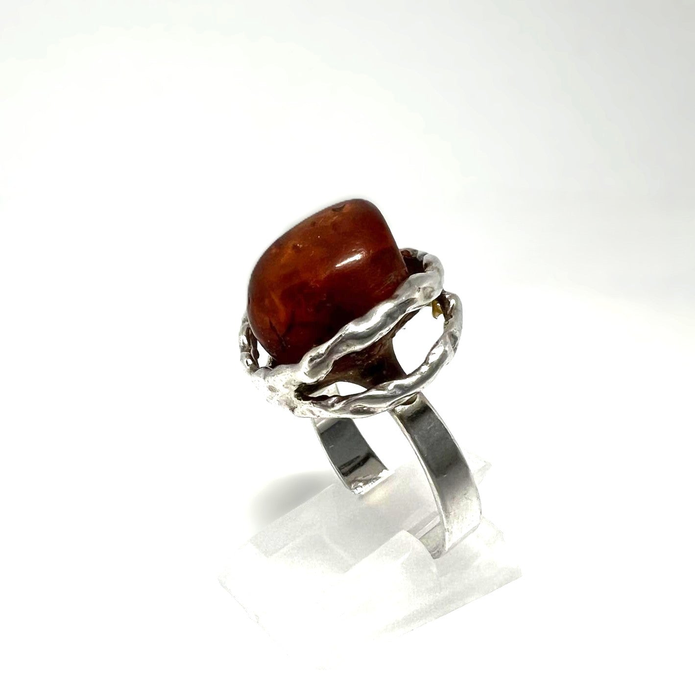 Vintage Bernsteinring aus 925 Silber