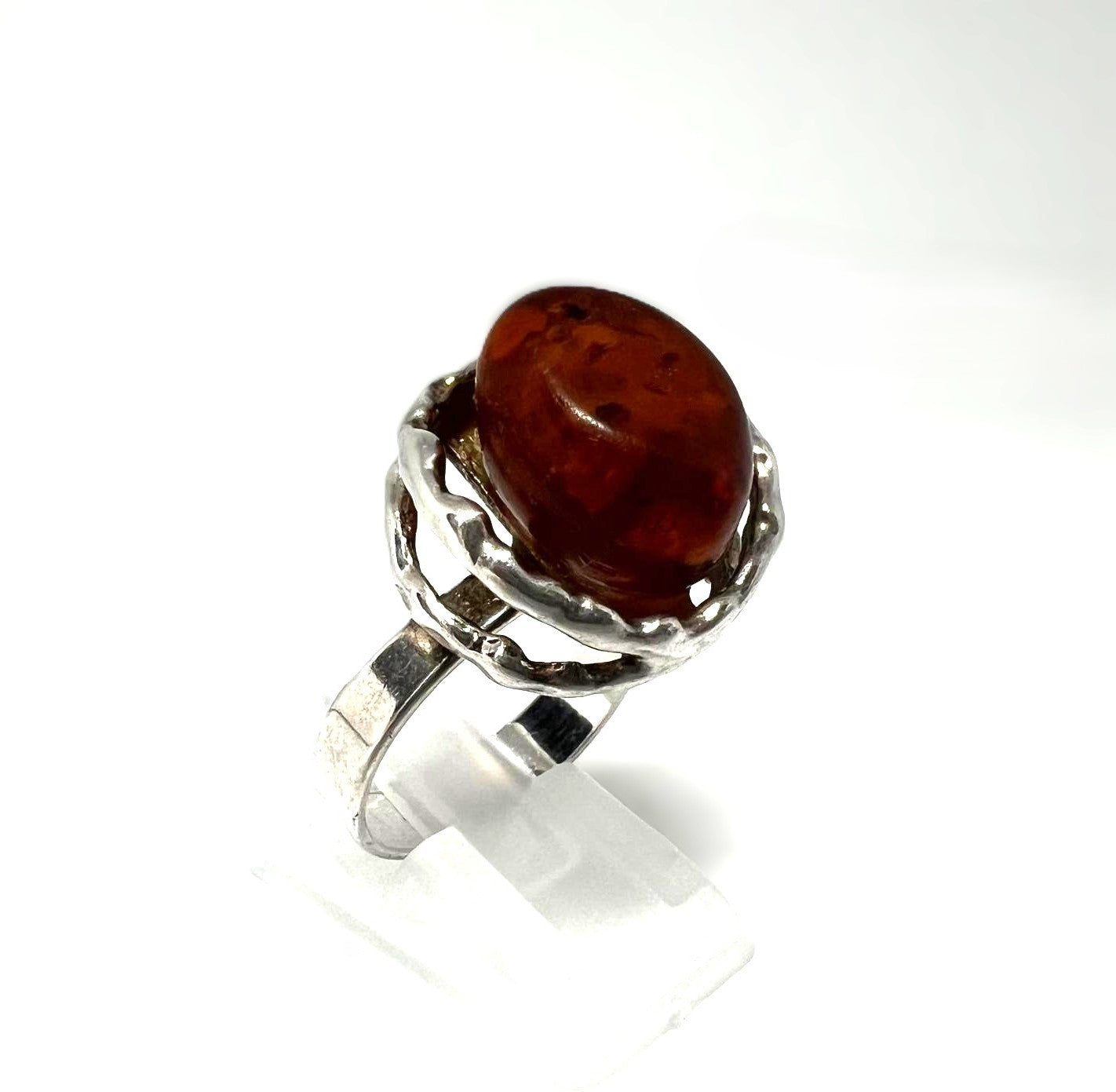 Vintage Bernsteinring aus 925 Silber