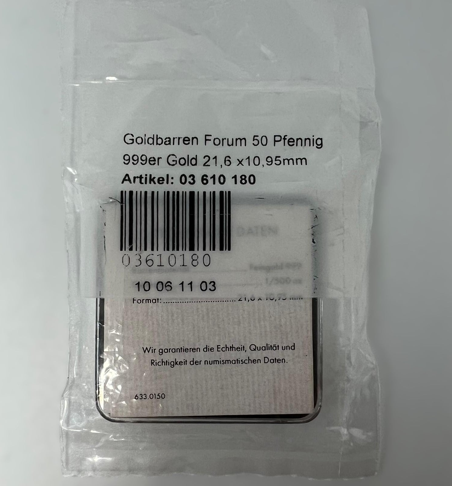 50 Pfennig Goldbarren 