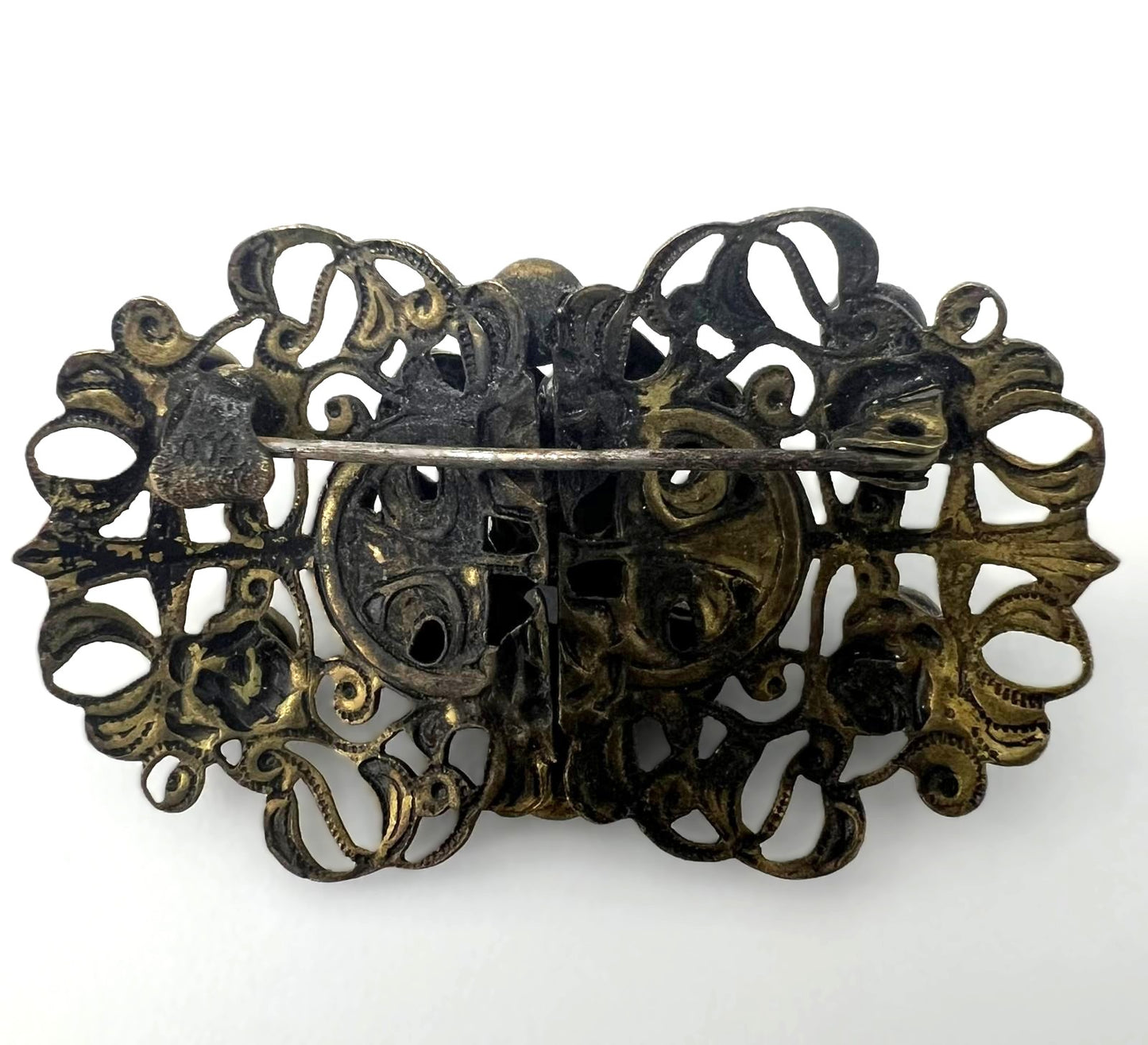 Antike Art-Deco-Messingbrosche