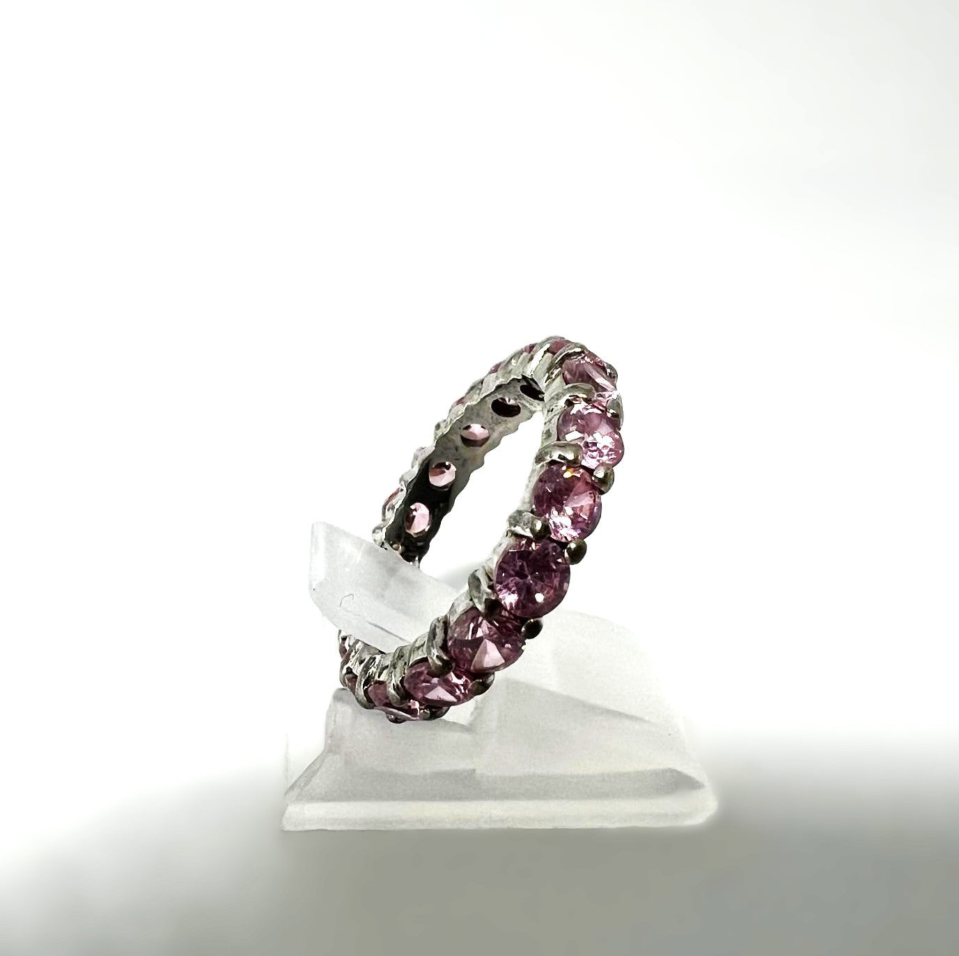 925er Silber-Memoire-Ring mit rosa Zirkonia 