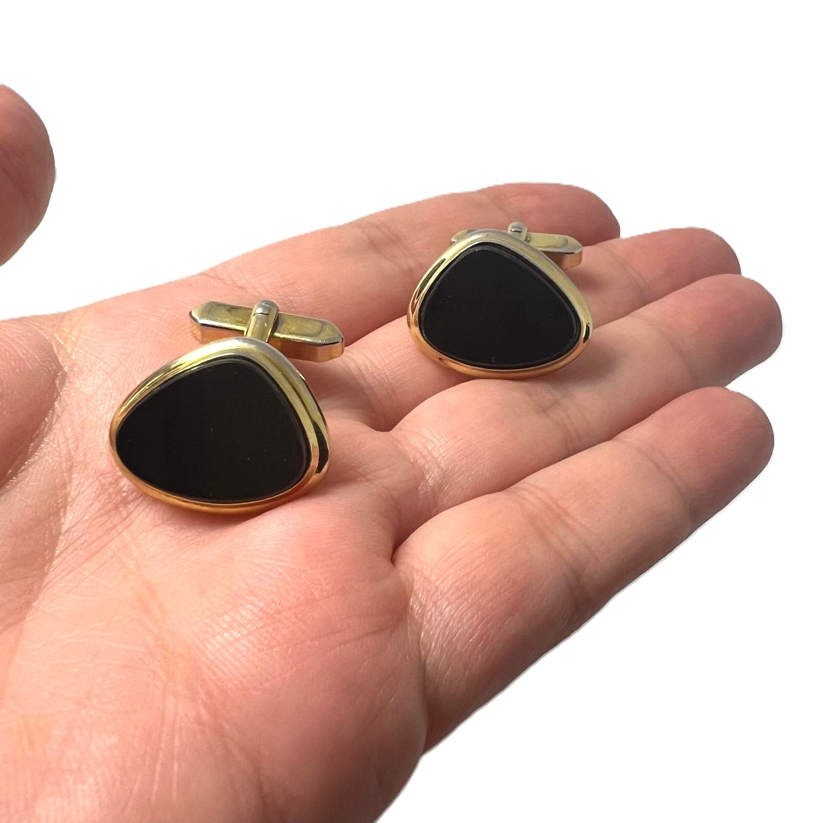 Vintage Manschettenknöpfe mit schwarzem Onyx 