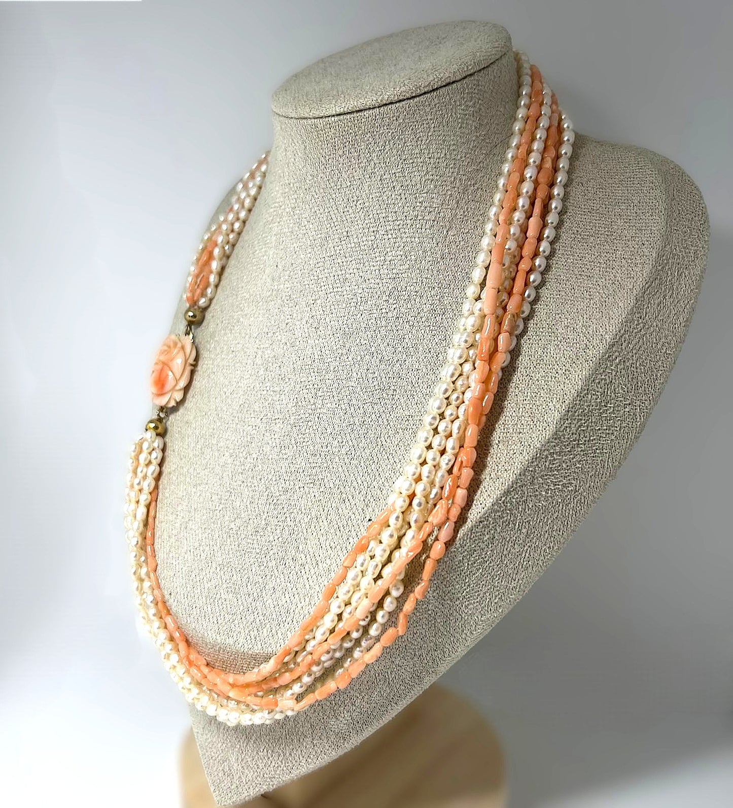 Vintage Korallen- & Süßwasserperlen-Collier