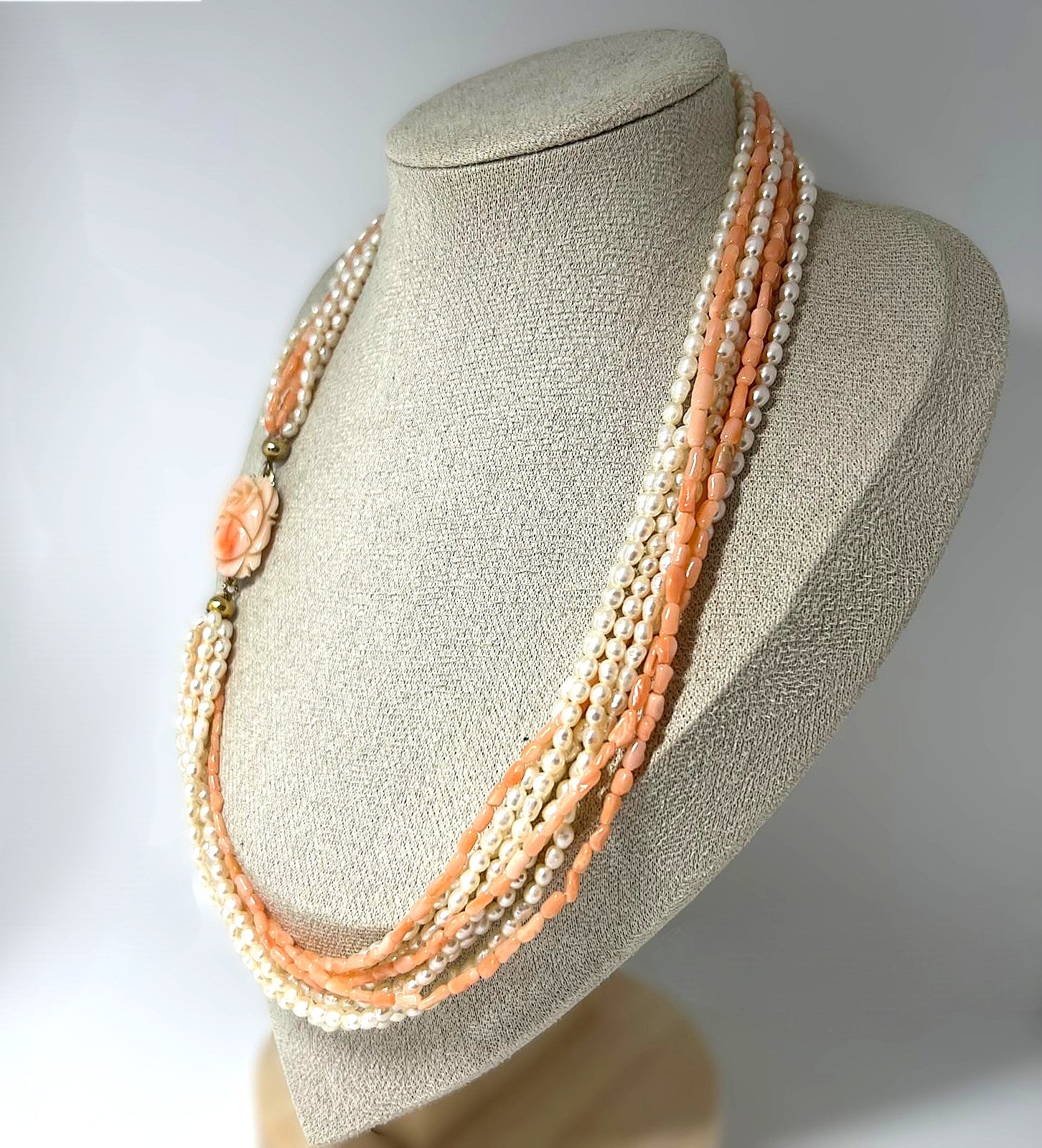 Vintage Korallen- & Süßwasserperlen-Collier