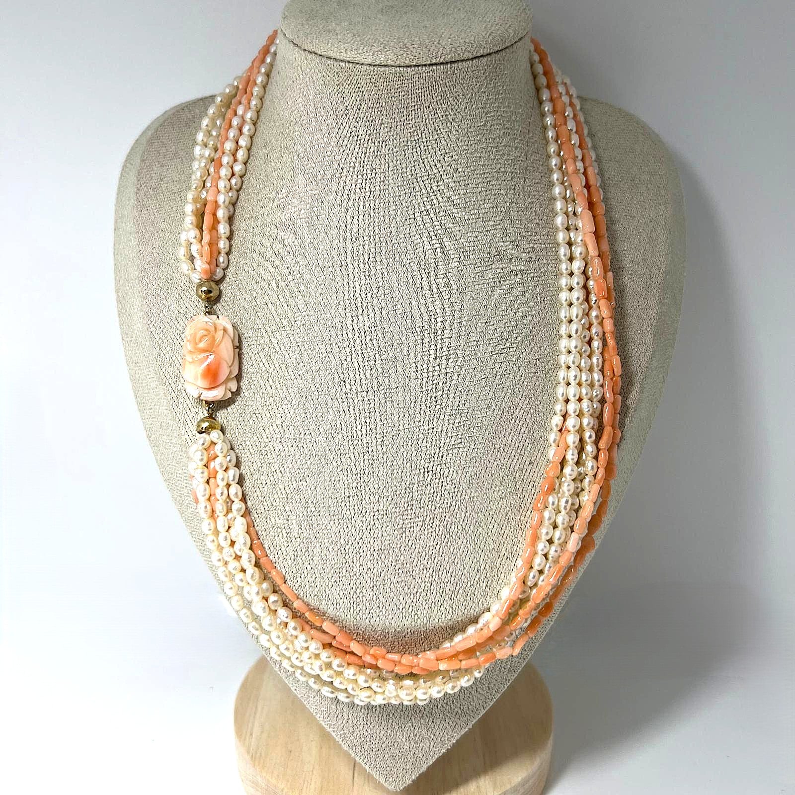 Vintage Korallen- & Süßwasserperlen-Collier