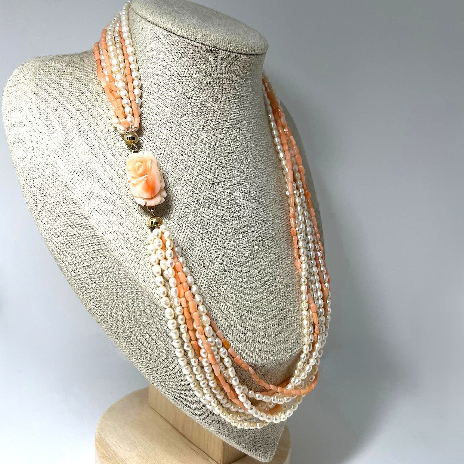 Vintage Korallen- & Süßwasserperlen-Collier