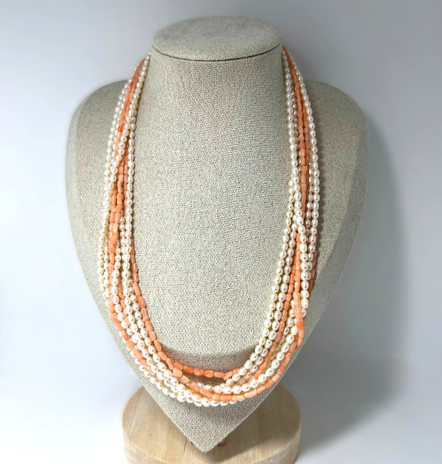 Vintage Korallen- & Süßwasserperlen-Collier