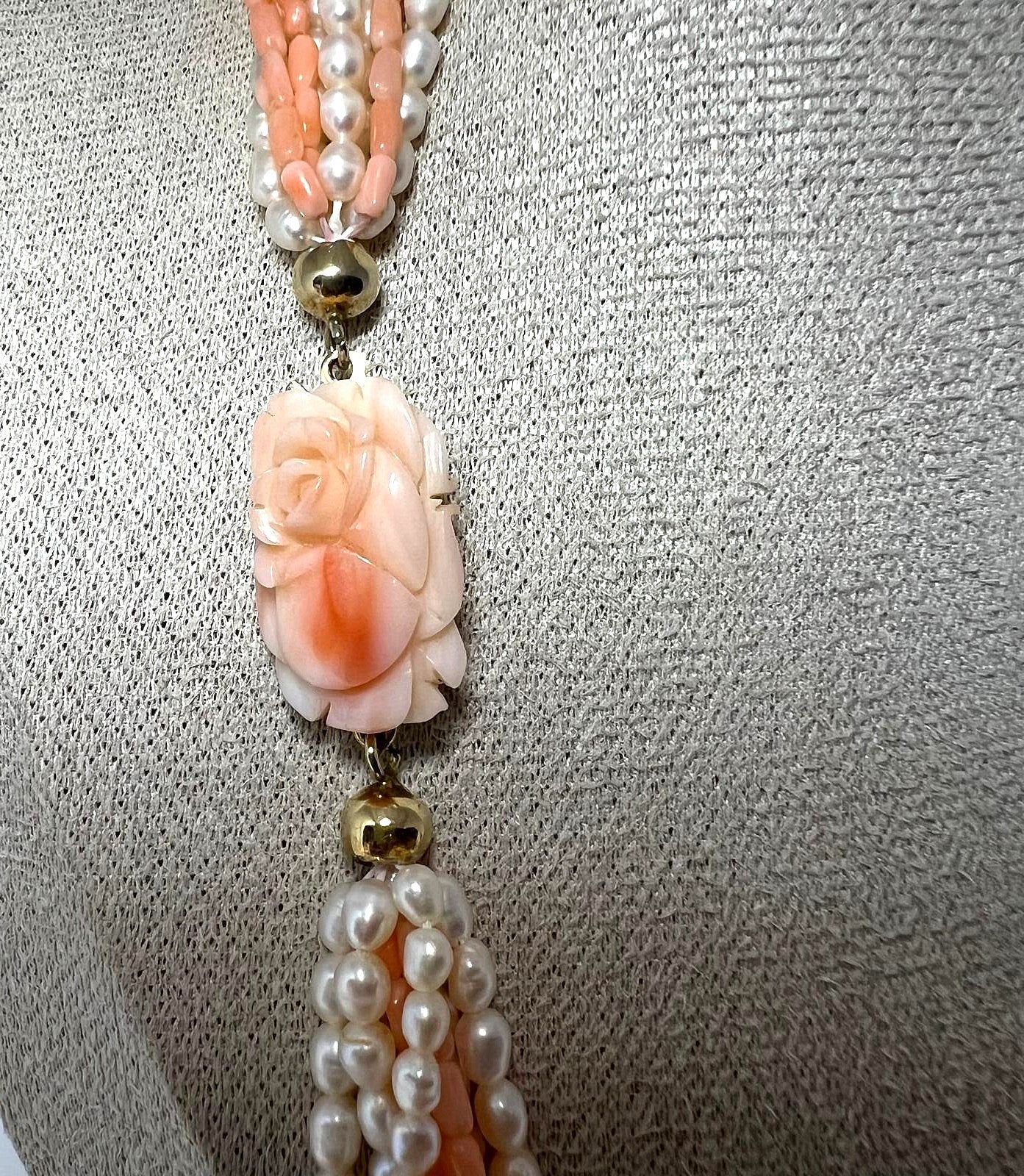 Vintage Korallen- & Süßwasserperlen-Collier