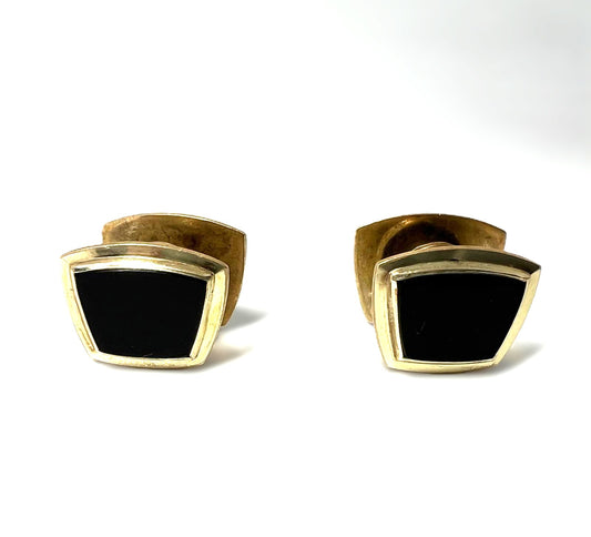 Art Deco Onyx Snap-Manschettenknöpfe