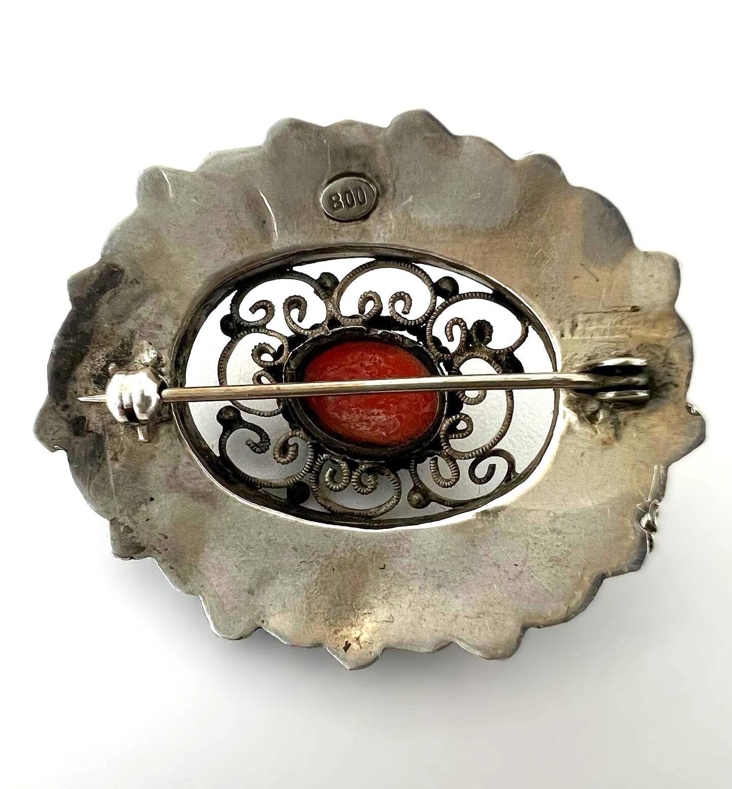Antike Jugendstil Korallenbrosche 