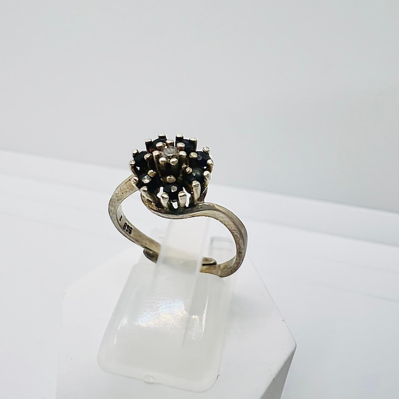 835 Silber Ring mit Onyx Diamant