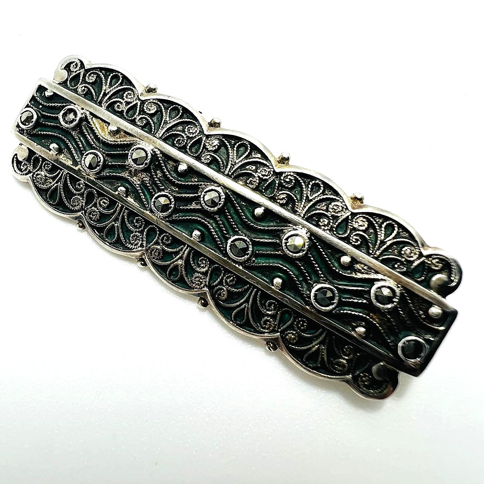 835er Silber-Brosche mit Markasiten