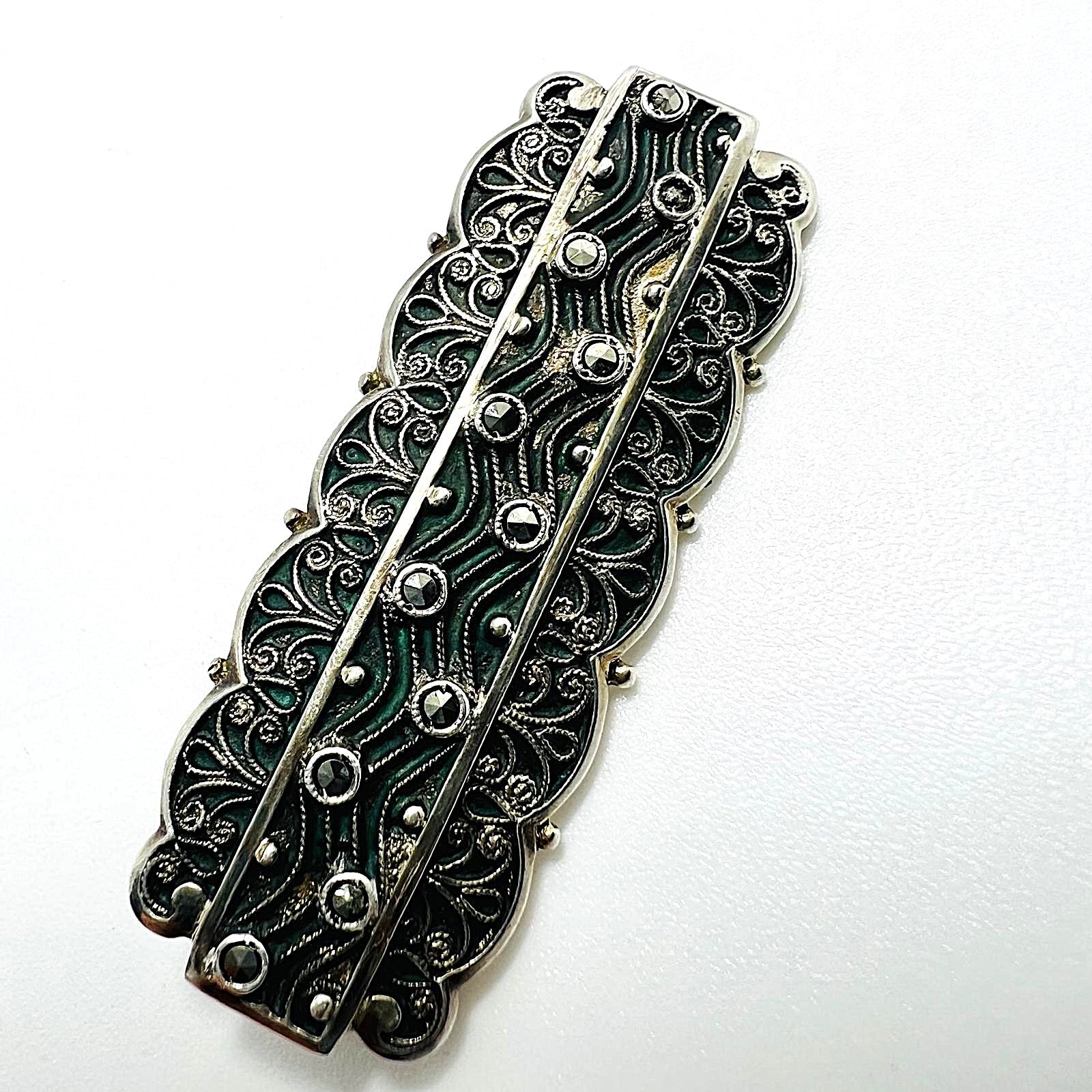 835er Silber-Brosche mit Markasiten