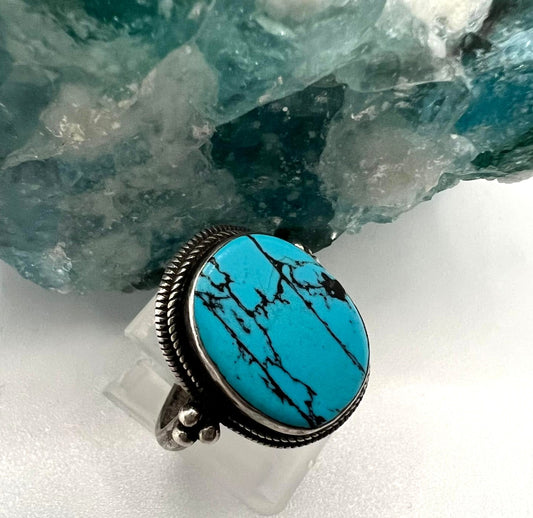 Vintage 925 Silver Ring with Turquoise – Handmade &amp; Unique