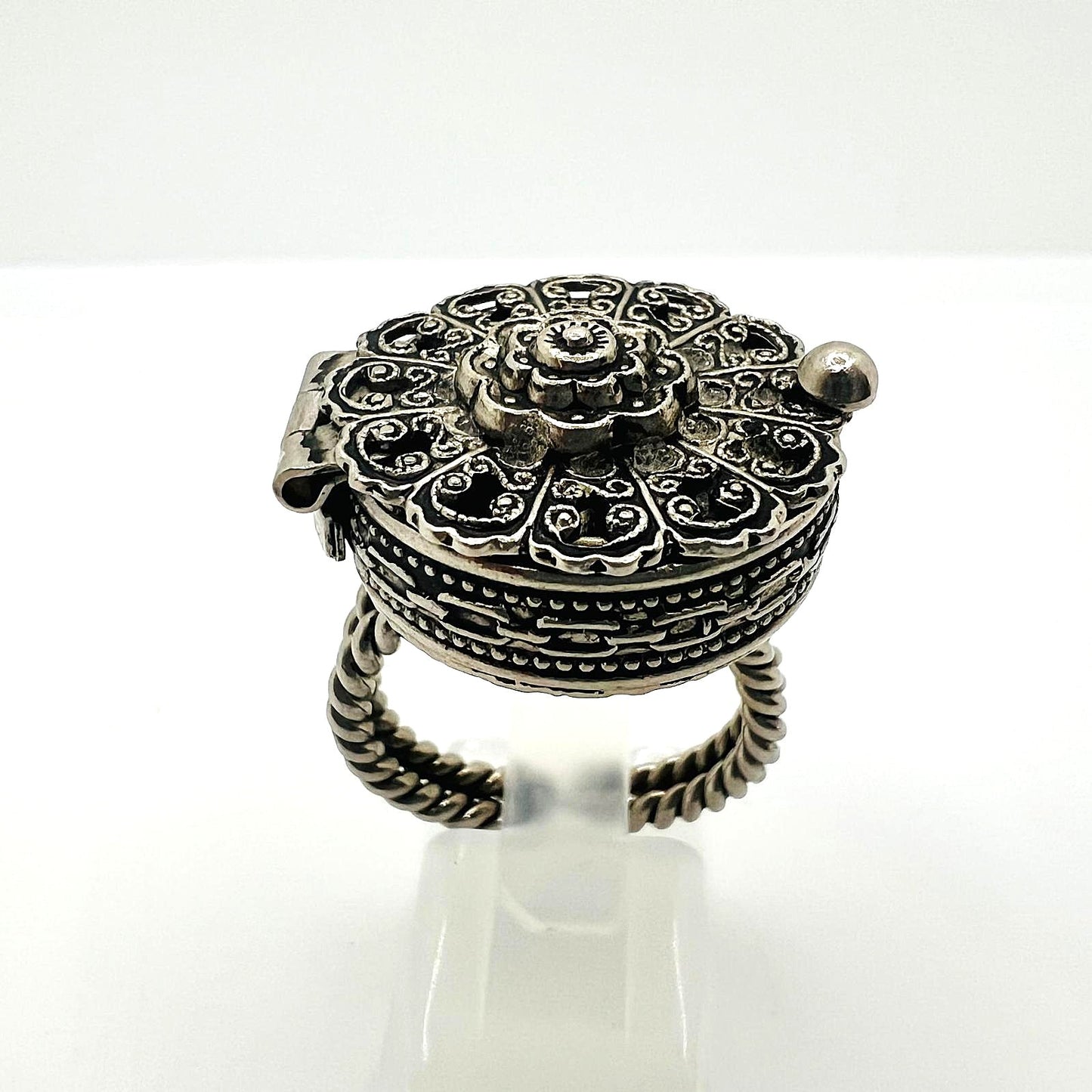 Antiker Art Deco Giftring Silber filigran 