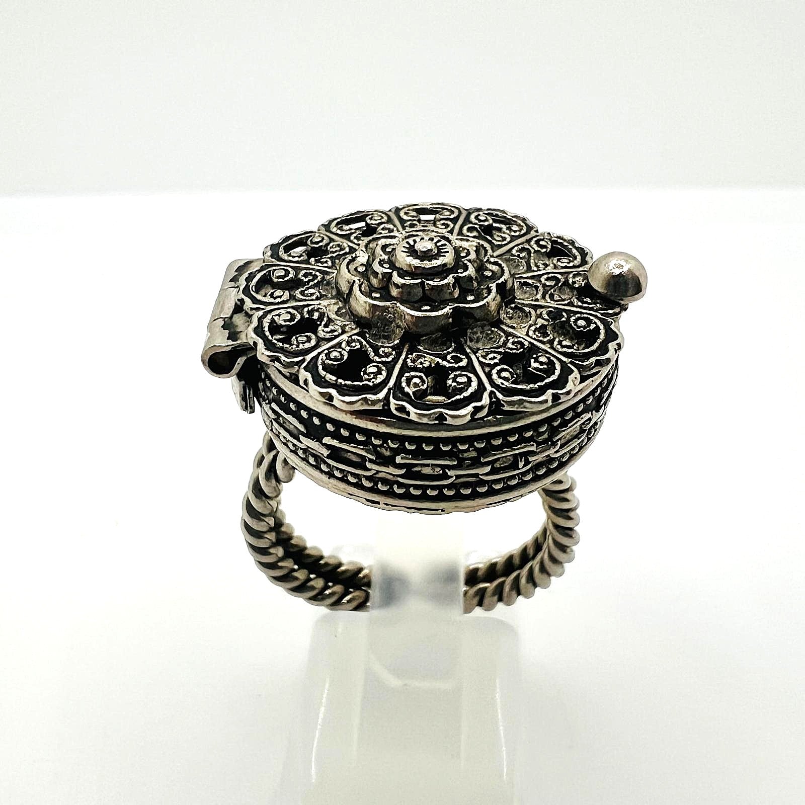 Antiker Art Deco Giftring Silber filigran 