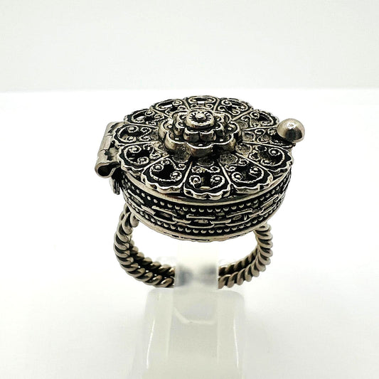 Antiker Art Deco Giftring Silber filigran 