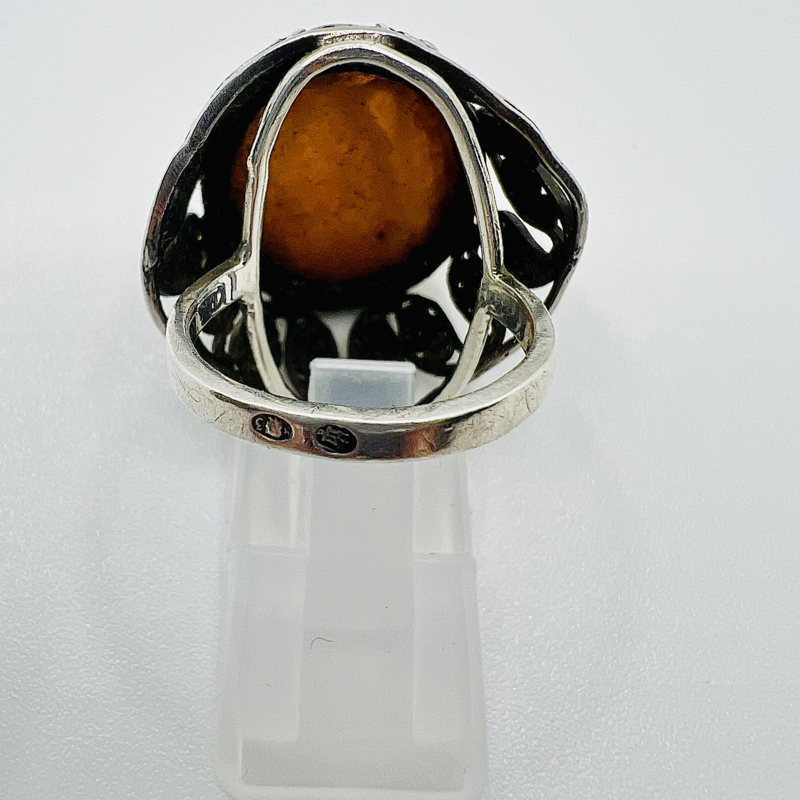 Antiker Bernstein Butterscotch Filigran Silberring 