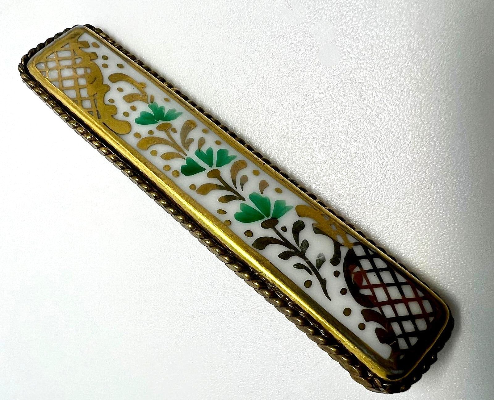 Antique Porcelain Enamel Brooch 