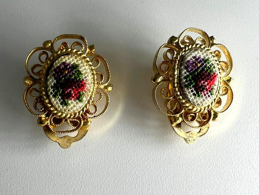 Art-Déco Ohrclips Petit Point