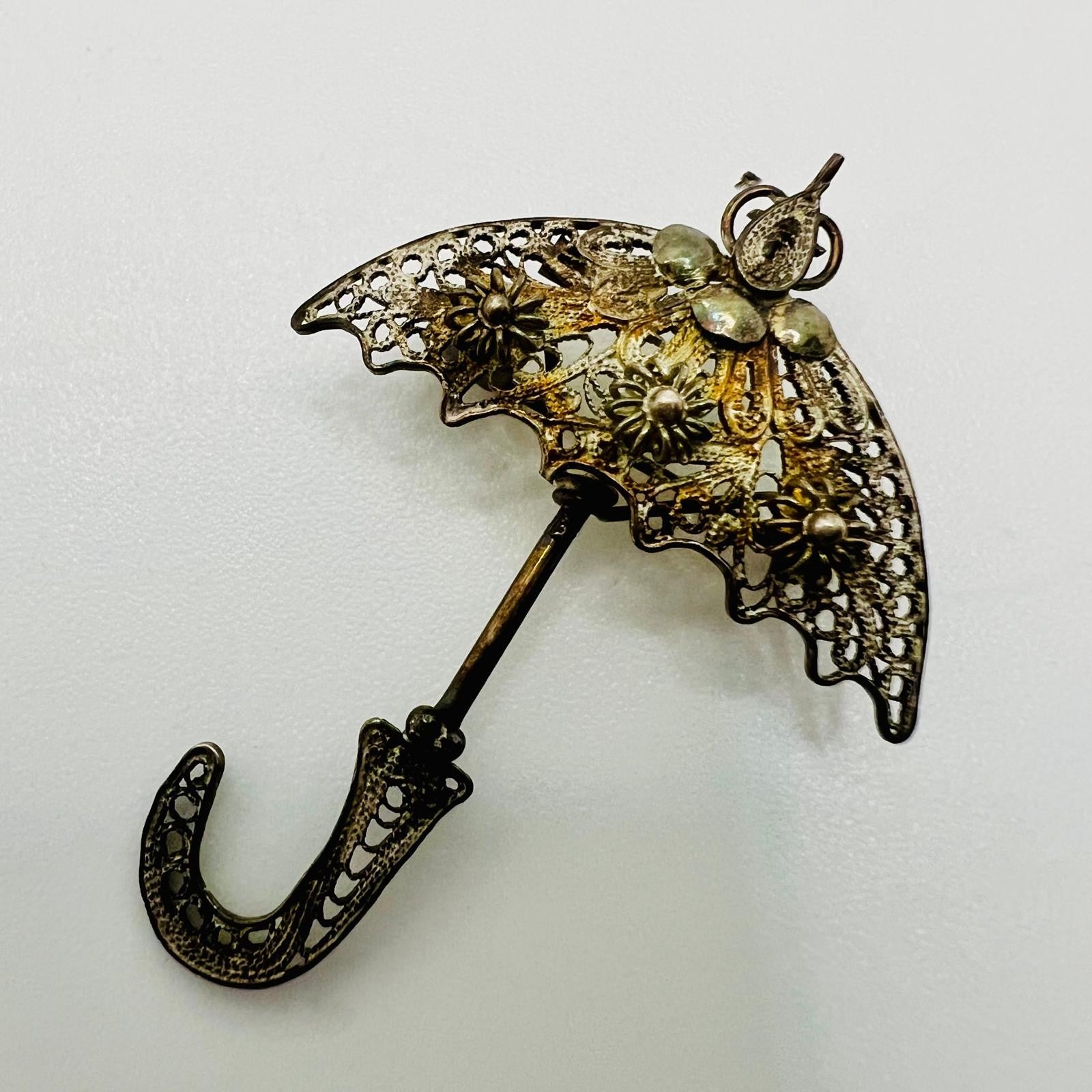 Edle Art-Déco-Regenschirm-Brosche 