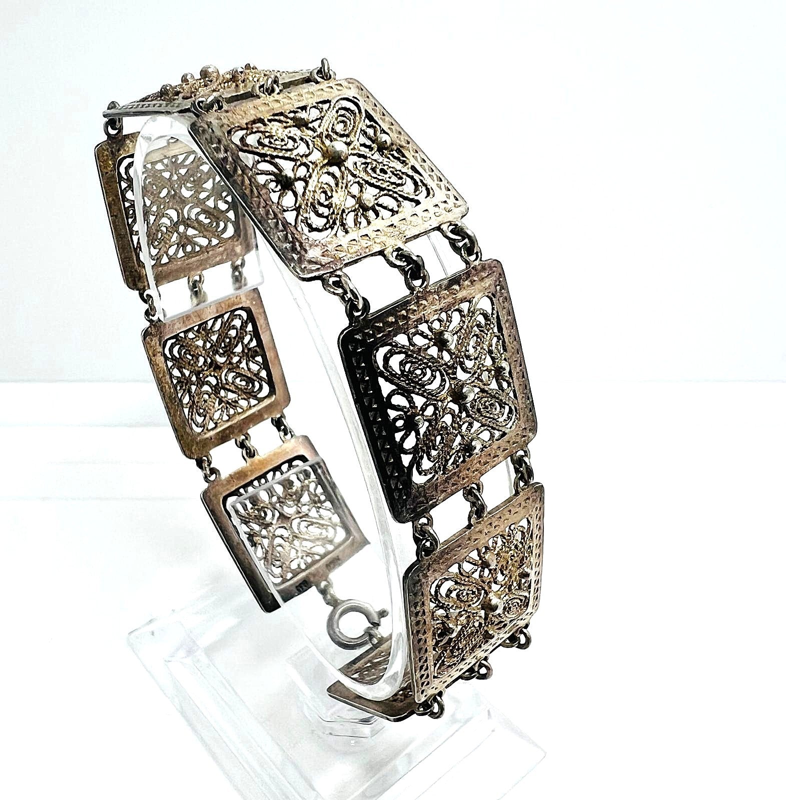 Art Deco 835er Silber-Filigranarmband