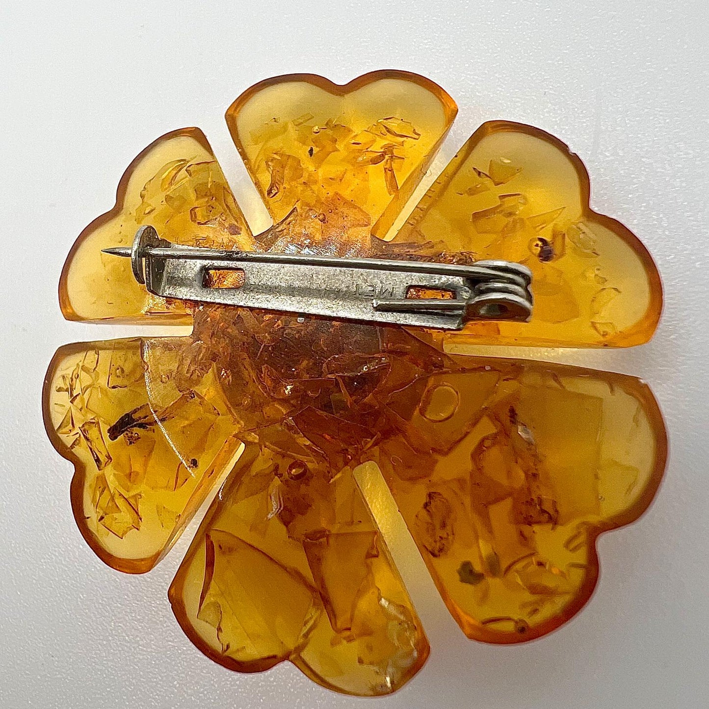  Art Deco Bernstein Blumen Brosche