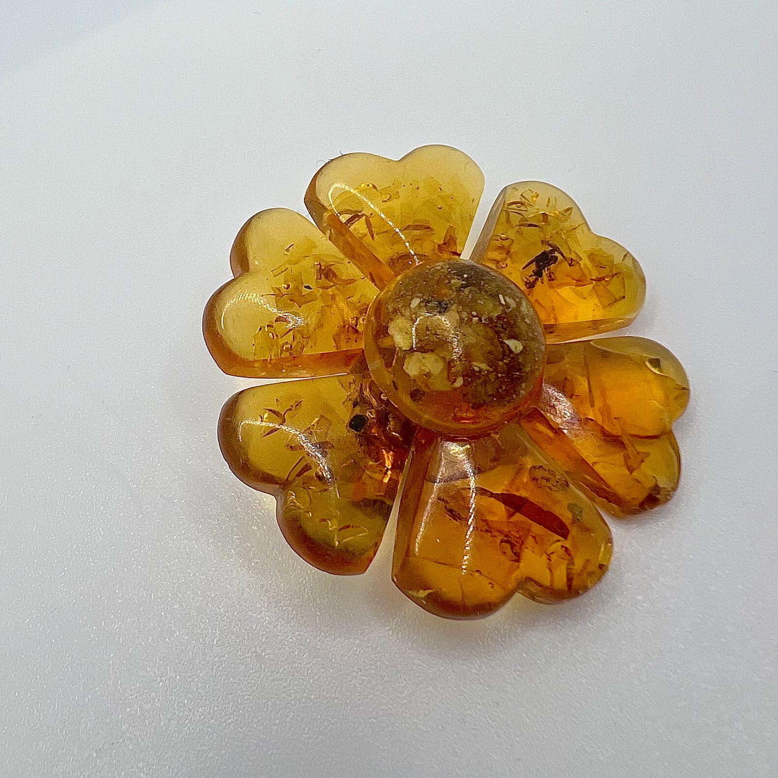  Art Deco Bernstein Blumen Brosche
