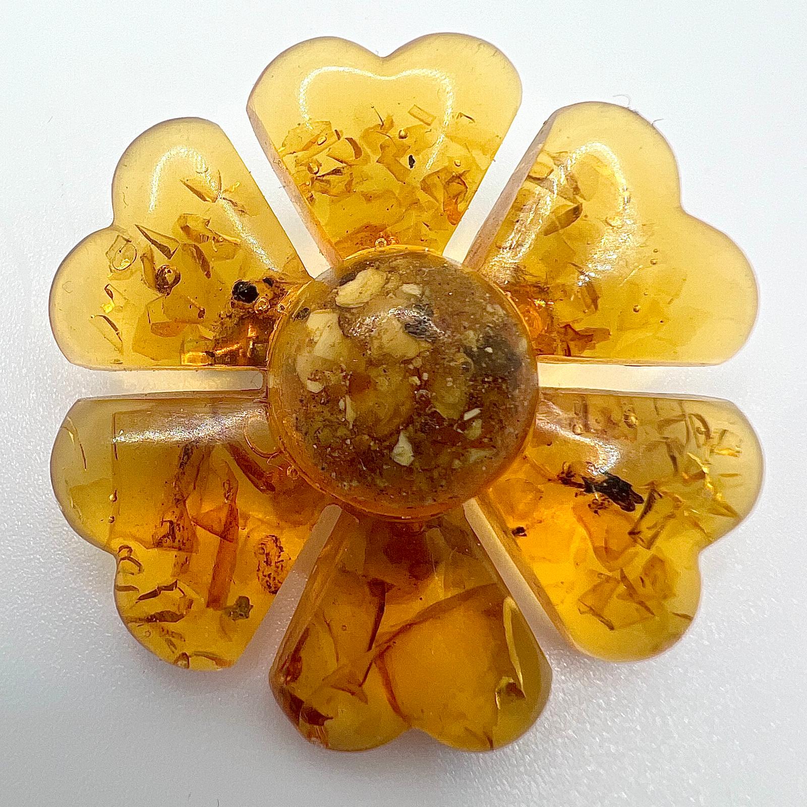  Art Deco Bernstein Blumen Brosche