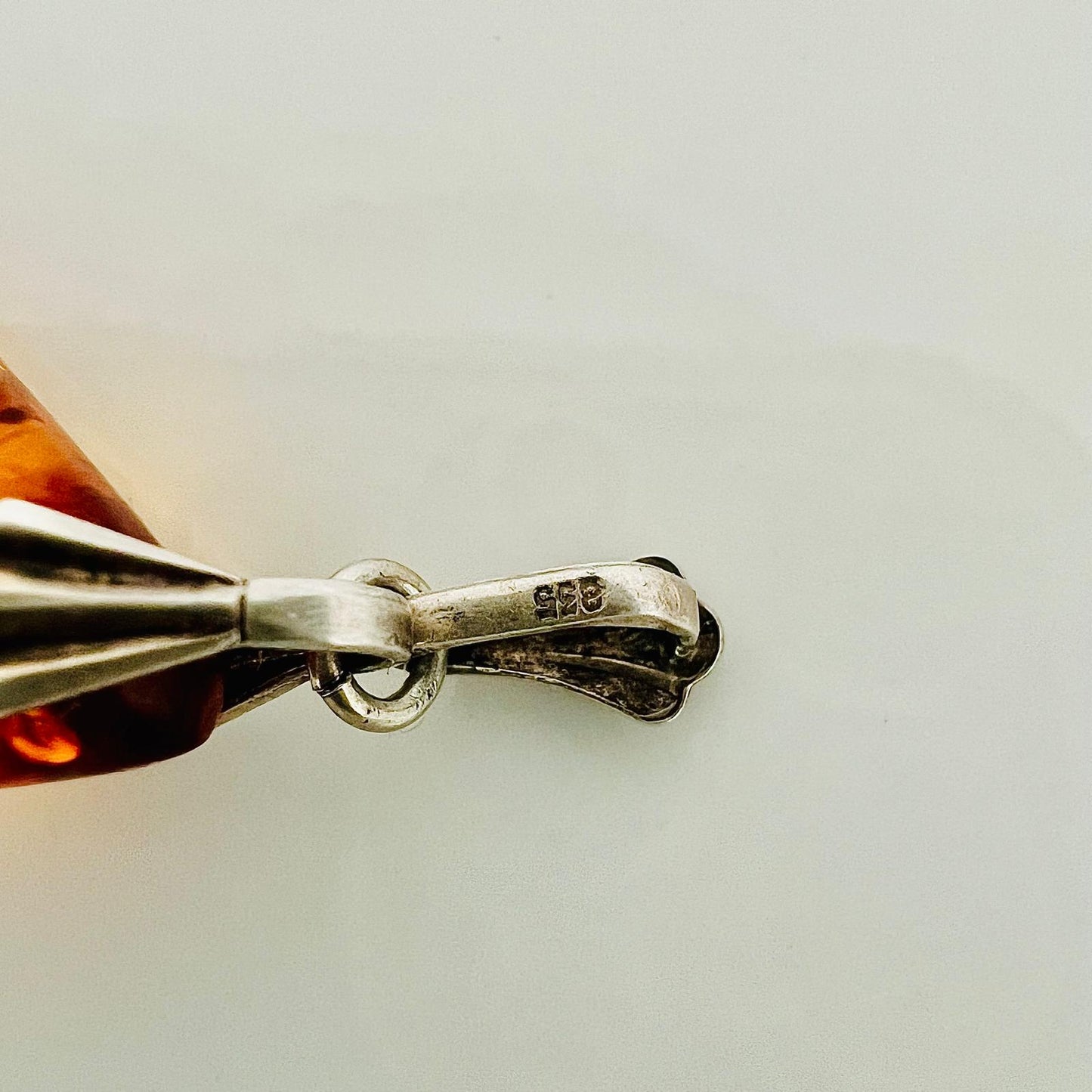 Art Deco Bernstein Kettenanhänger True Vintage 835 Silber 