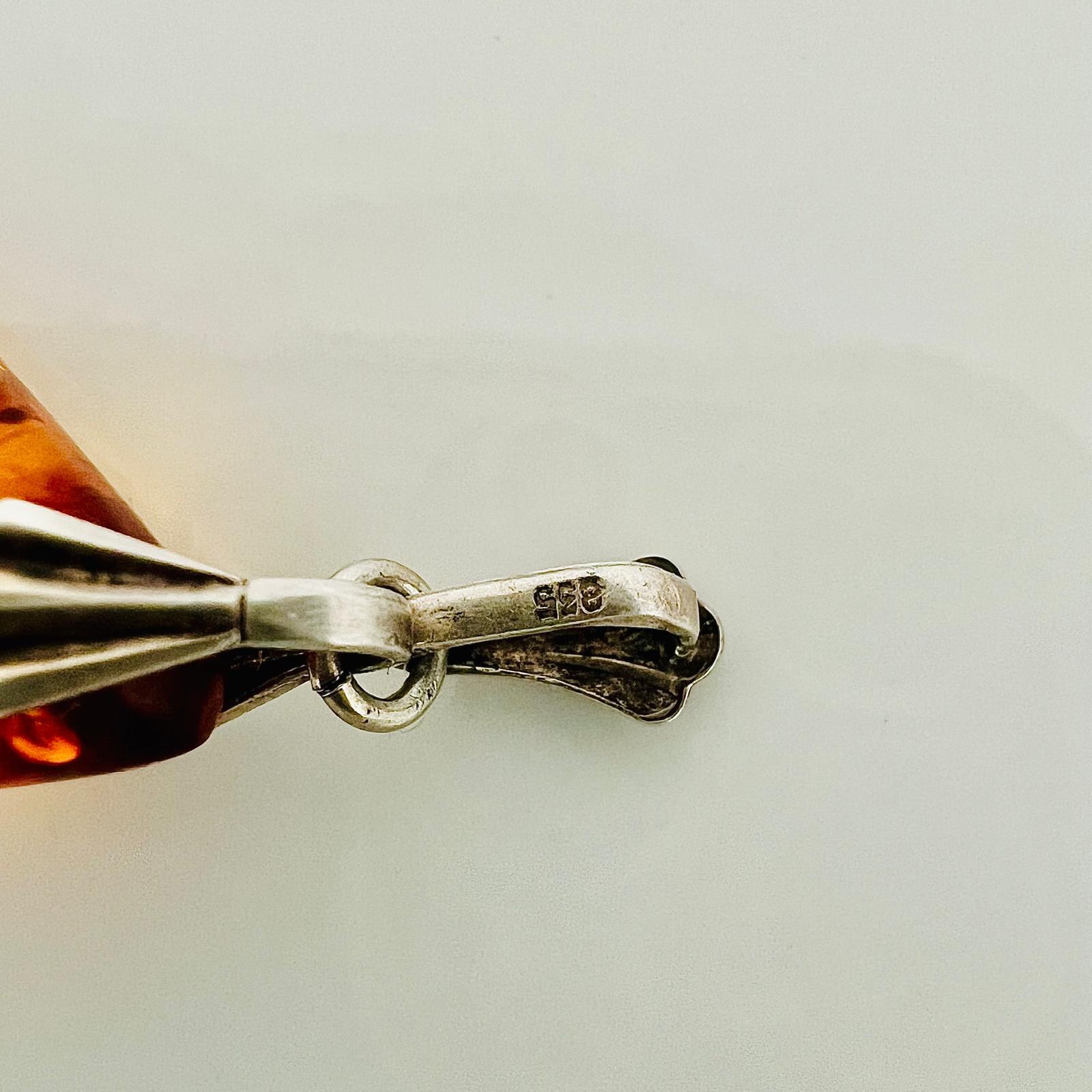 Art Deco Bernstein Kettenanhänger True Vintage 835 Silber 